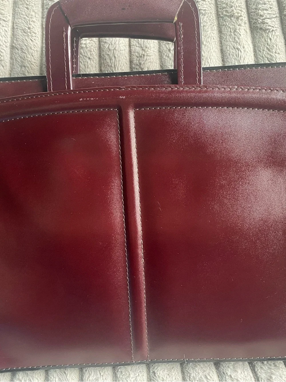 Heritage Burgundy Leather Briefcase with Dual Front Pockets